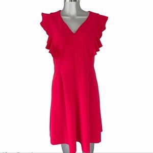 Tommy Hilfiger Pink Dress 2X Ruffle Stretch V Neck